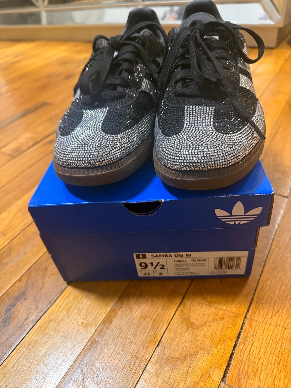 adidas Black Crystal Three-Stripe Samba-Style Sneakers
